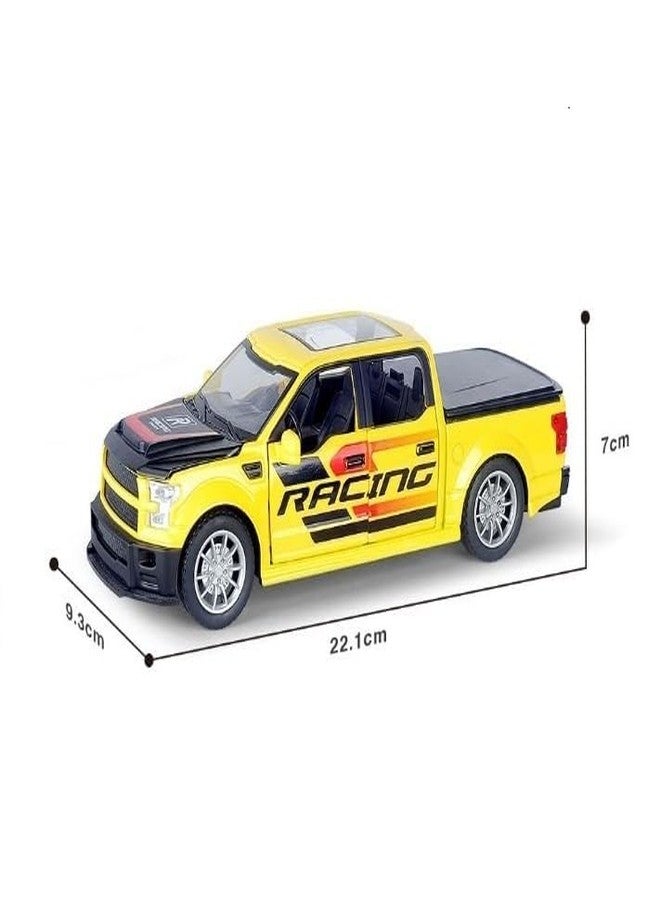 PANSHUB شاحنة بانشوب F150 بلاك رابتور بيك أب، لعبة للأولاد، نموذج معدني مصبوب مع أضواء وأصوات، لعبة سيارة تعمل بالسحب للخلف للأطفال من عمر 3 سنوات فما فوق (سيارة رابتور بمقياس 1:24 - أسود) - Image 4